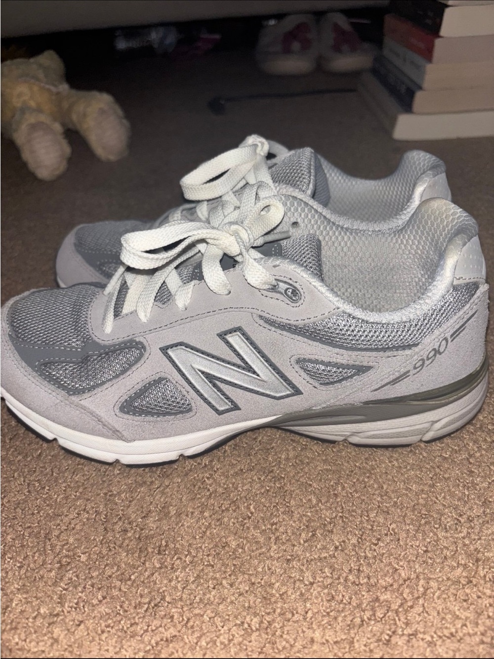 New Balance Kids Light Grey Mesh & Suede Sneakers